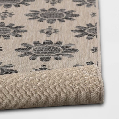 Dark Daisy Outdoor Rug Black - Opalhouse™ 3 Dark Daisy Outdoor Rug Black - Opalhouse™ - Image 3