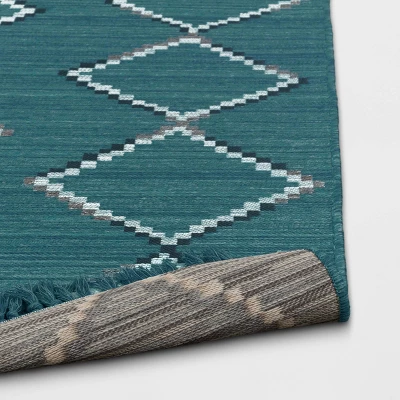 5' X 7' Soft Moroccan Tapestry With Double Knot Fringe Woven Outdoor Rug Teal - Opalhouse™ 3 5' X 7' Soft Moroccan Tapestry With Double Knot Fringe Woven Outdoor Rug Teal - Opalhouse™ - Image 3