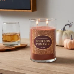21.5oz Lidded Glass Jar 2-Wick Bourbon Pumpkin Candle - Opalhouse™