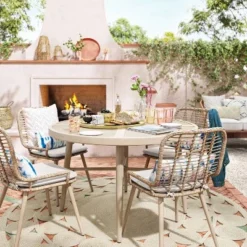 Leona 46" Round Crushed Bamboo Stamped Steel Top Patio Dining Table - Opalhouse™ -Opalhouse GUEST f04b764c a584 4bfe b9ea 6c0ea8ed5c2c