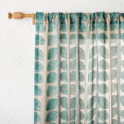 Pineapple Faux Wood Curtain Rod Natural Wood - Opalhouse™ Designed With Jungalow™ 2 Pineapple Faux Wood Curtain Rod Natural Wood - Opalhouse™ Designed With Jungalow™ - Image 2